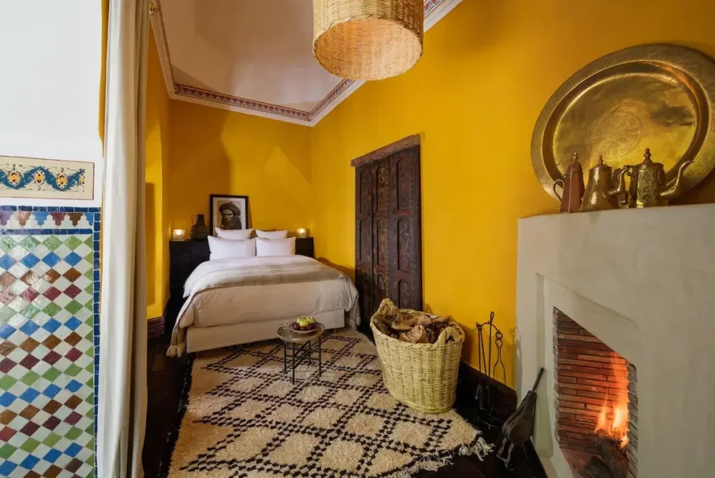 Colorful yellow riad bedroom