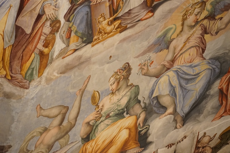 Close up view of the frescoes of the last judgment