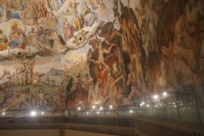 View of the fresco murals inside the dome painted by Renaissance masters