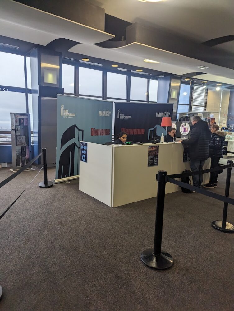 Ticket booth at the Tour Montparnasse if you did not prepurchase tickets