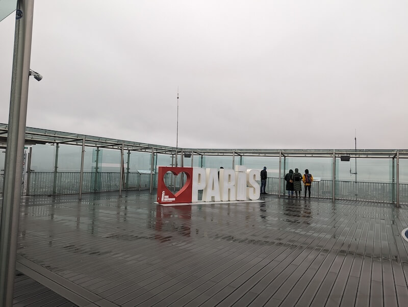 Gloomy view of the Paris Montparnasse tower rooftop observation deck