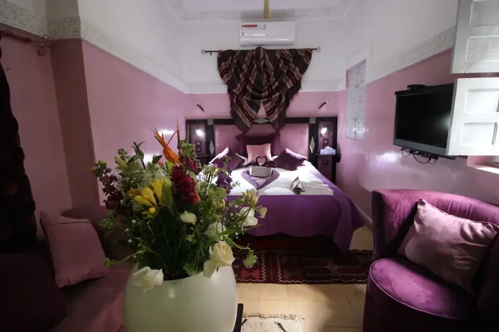 purple colored room in riad