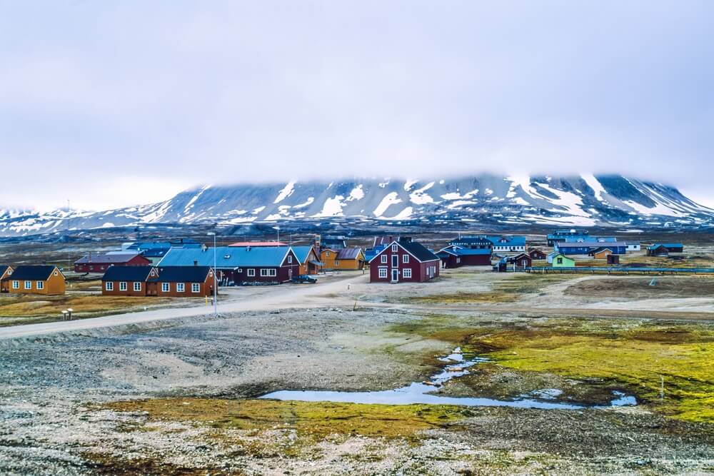 The town of Ny Alesund in the most northern and remotest part of Svalbard that is still occupied by humans year round