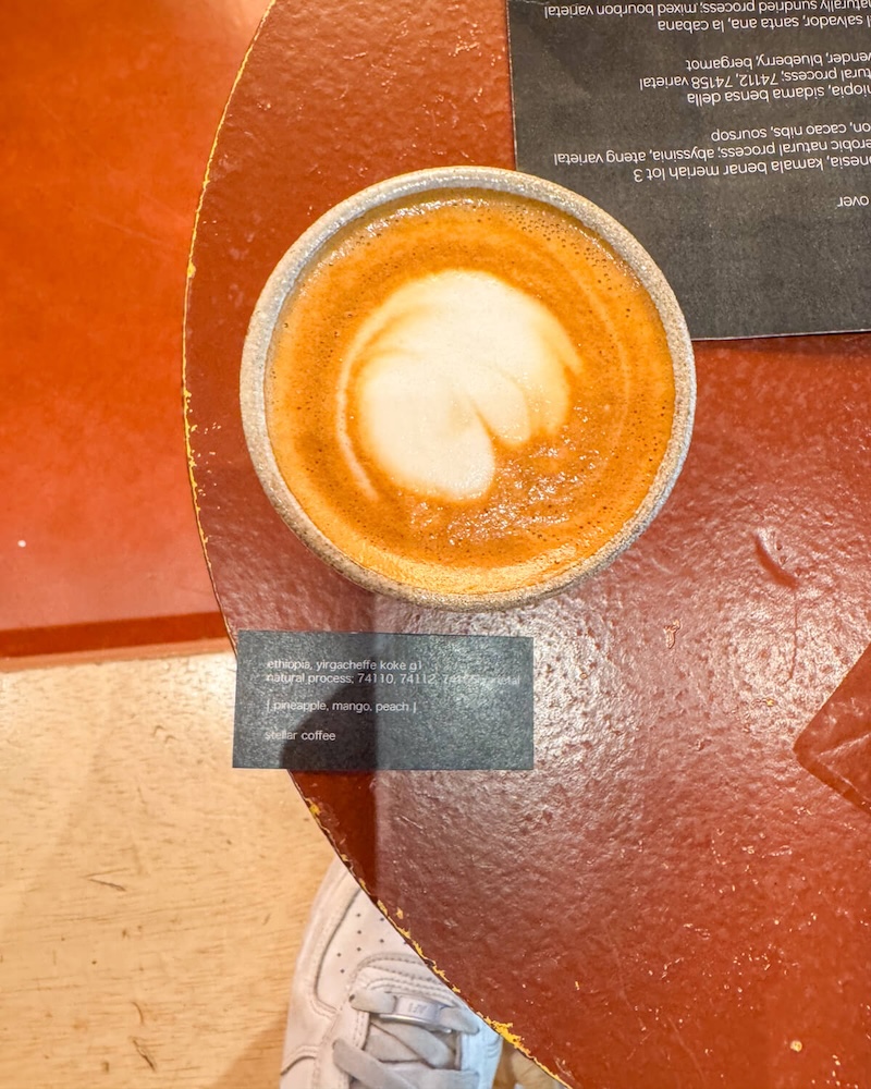A small espresso with a little bit of milk at Stellar espresso