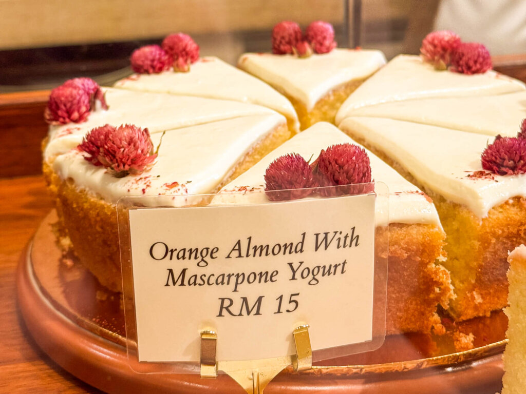 slices of orange almond cake for sale for 15 ringgit