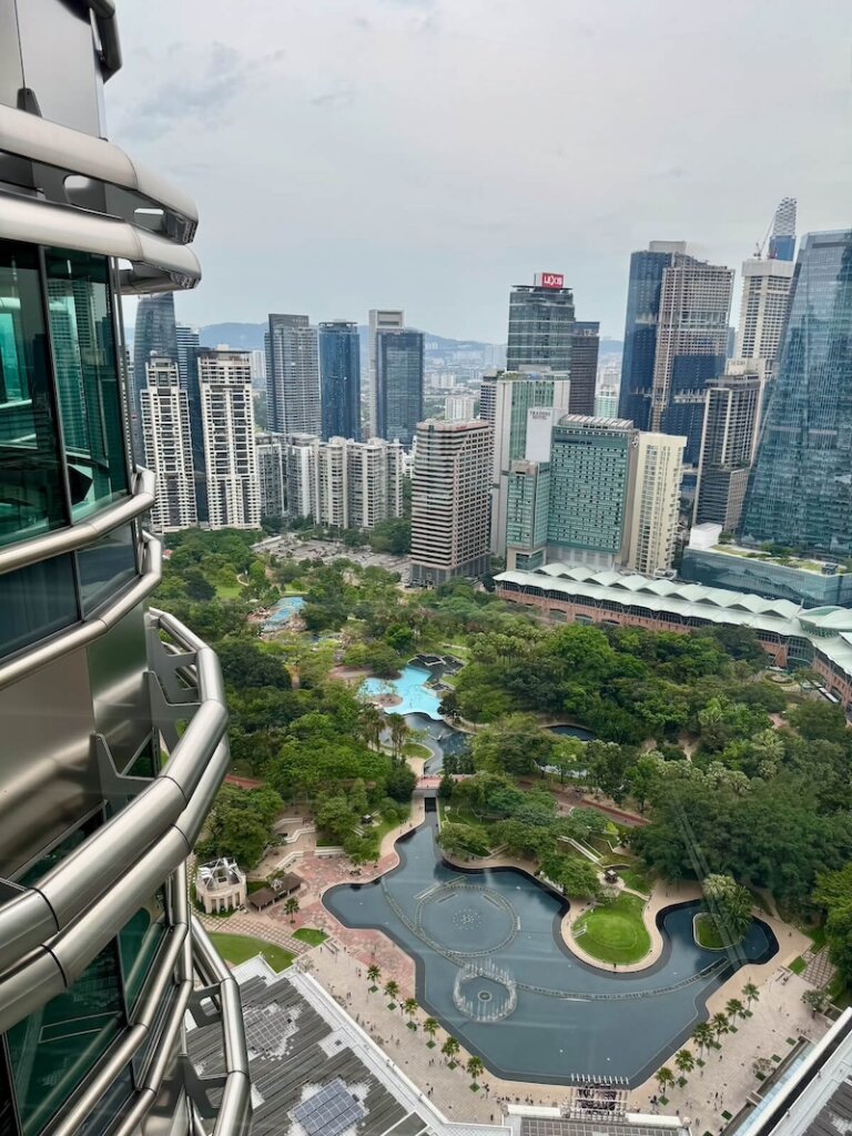 View of KLCC Park from the skybridge of petronas tower