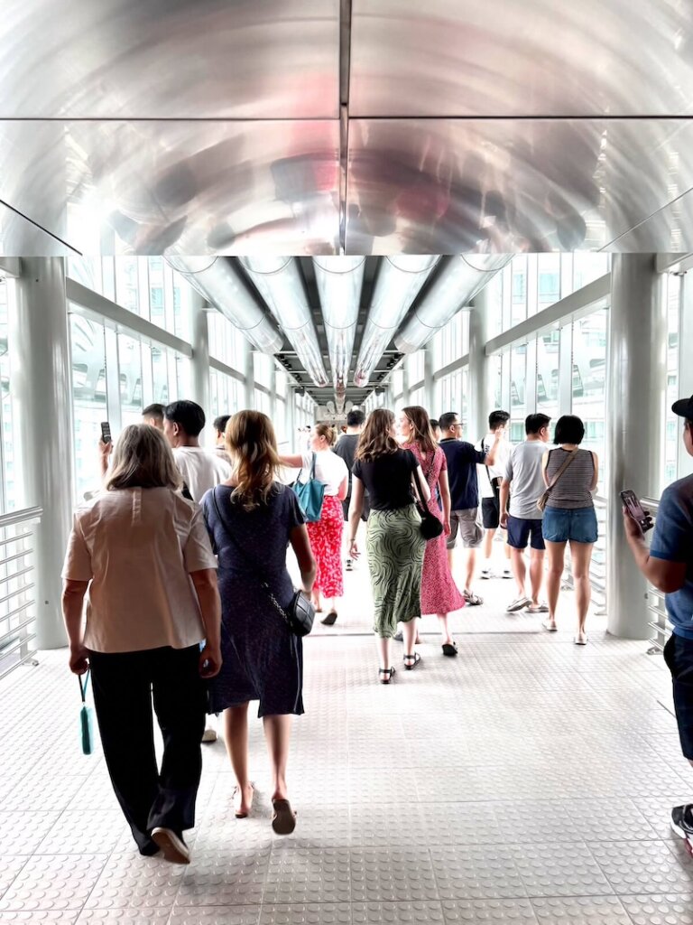 People exploring the 41st floor of Petronas Towers