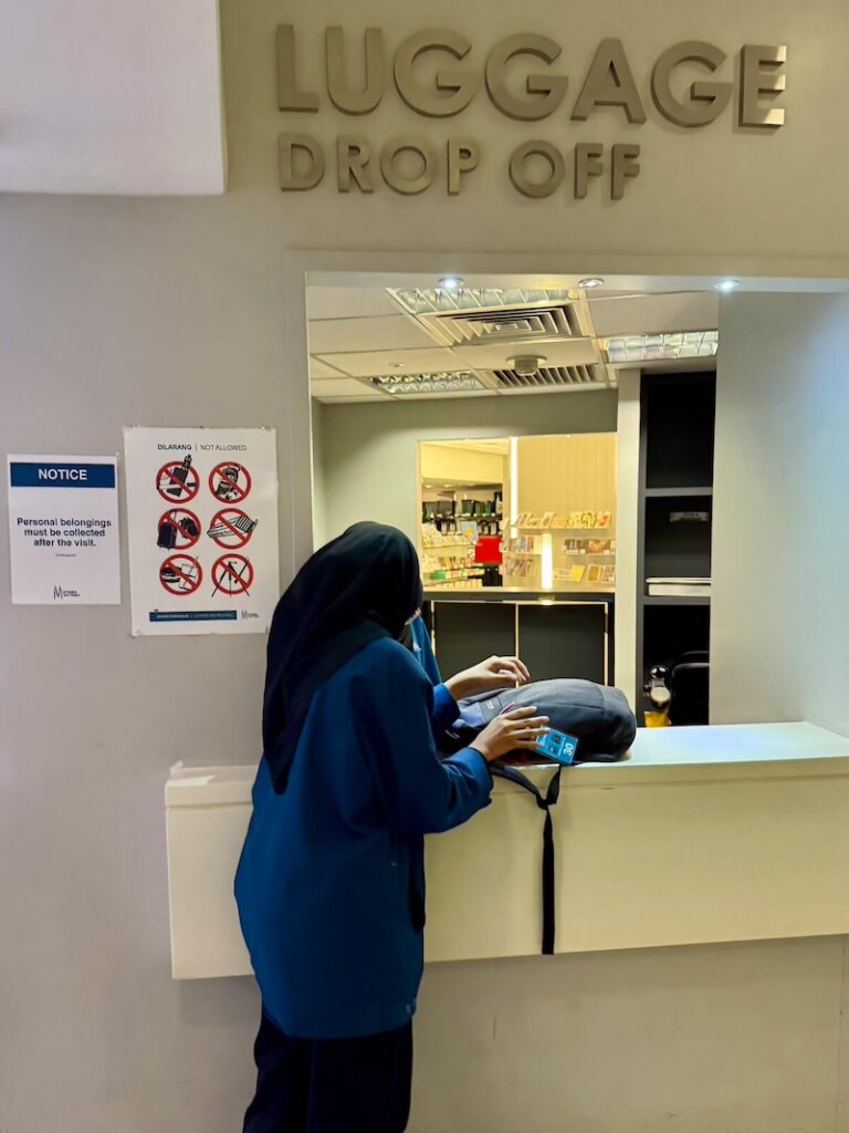 A locker room area where you have to leave banned items