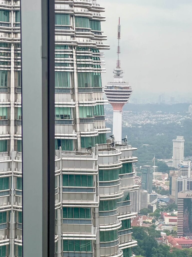 Close up view of the Petronas towers