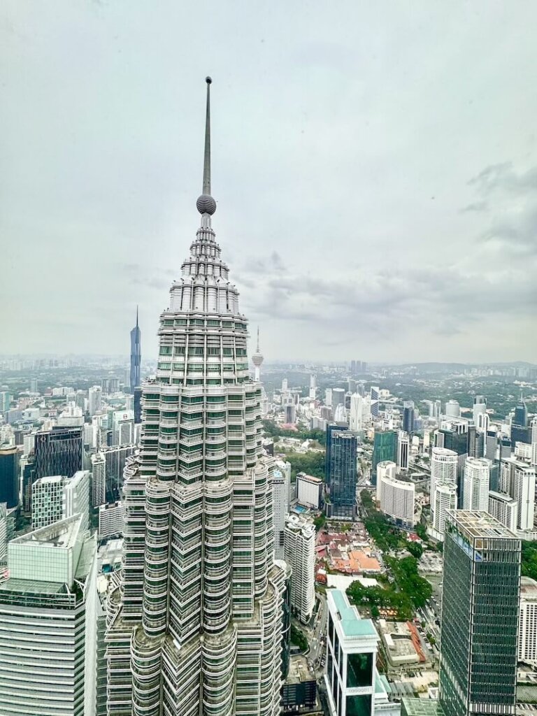 View of Petronas Tower One from Tower two once you're at the final stage of the observation deck