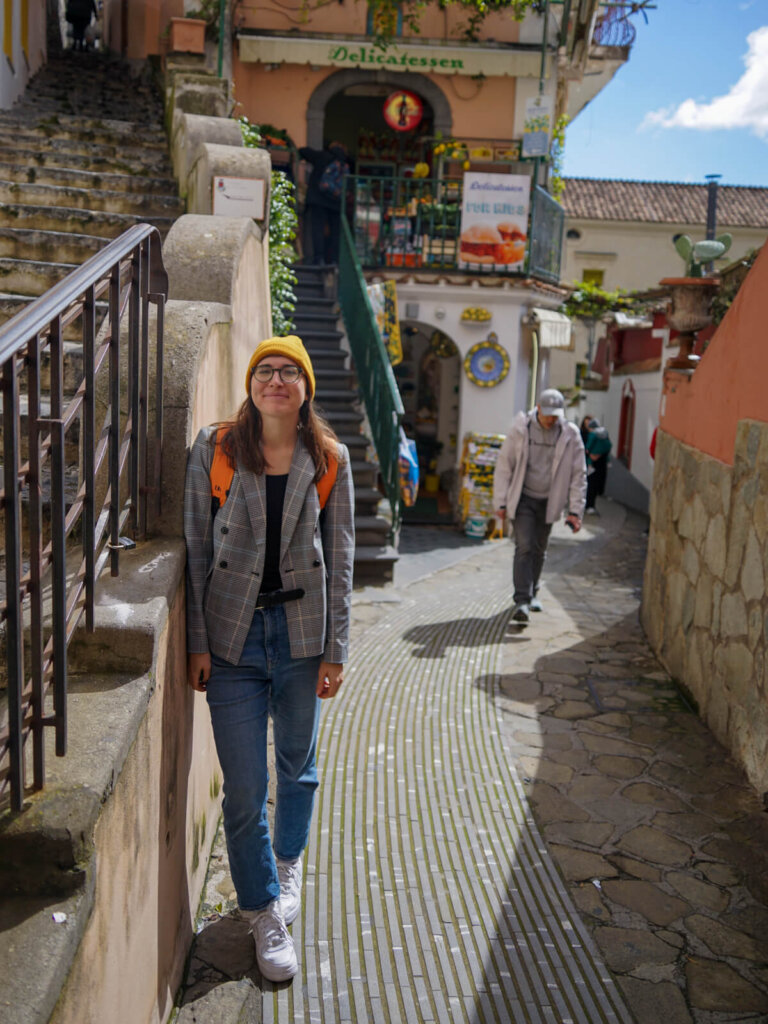 Allison Green visiting the town of Positano on a sunny day in March