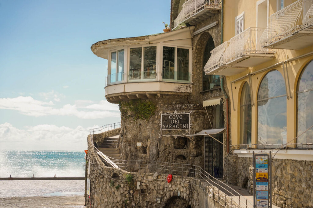 A beautiful restaurant on the beach in Positano Italy
