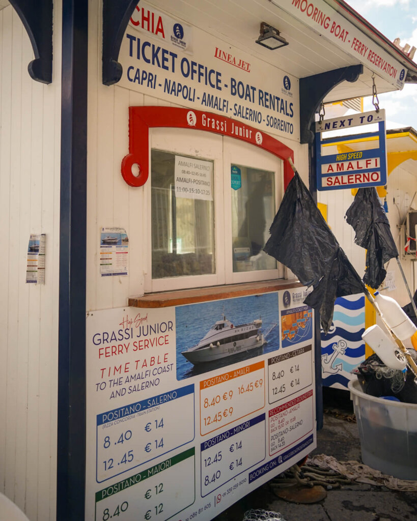 A closed boat stand in Positano