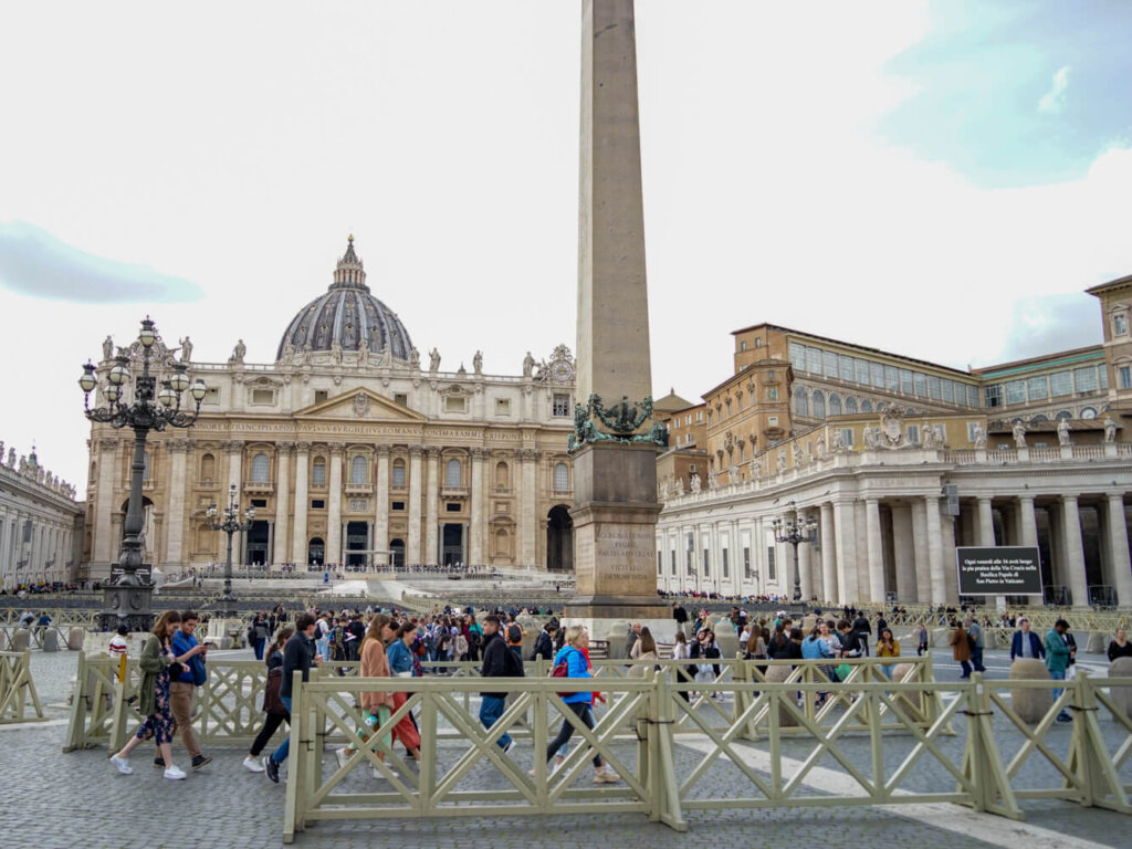 View outside of the Vatican with basilica and obelisk