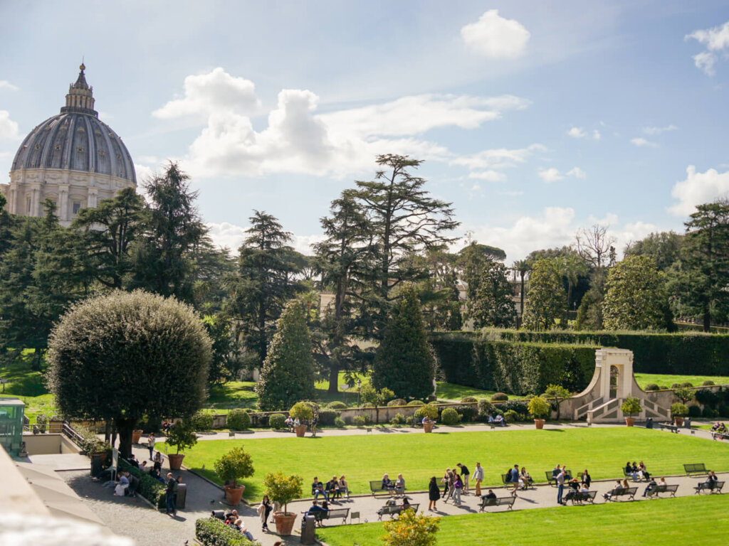 The Vatican gardens are very lush and green