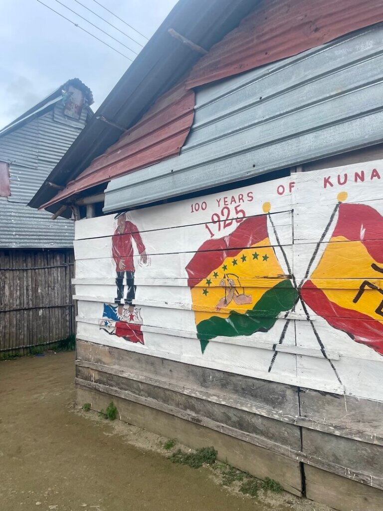 Sign celebrating 100 years of Guna Yala freedom and self-sovereignty as a distinct entity from Panama