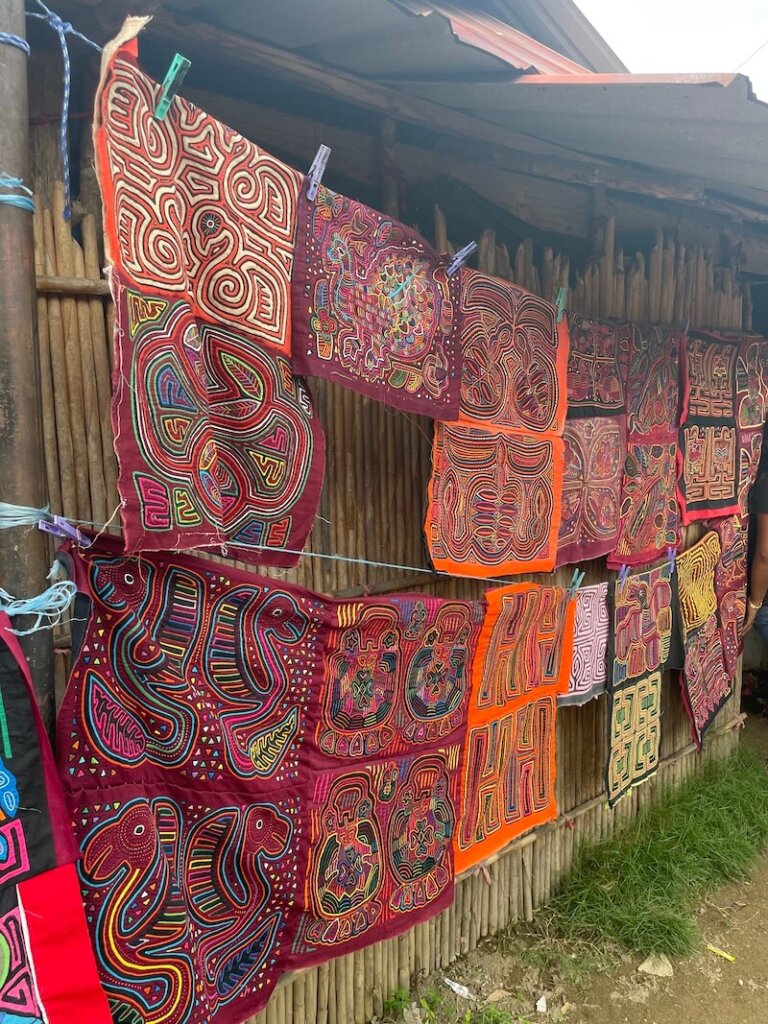 Beautiful artwork and embroidery in the mola style in Guna Yala islands of San Blas