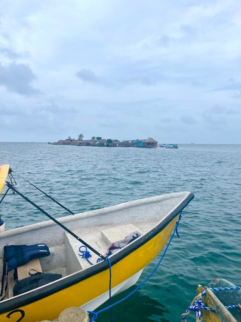 San Blas islands with a boat visible so you can see how easy it is to get around
