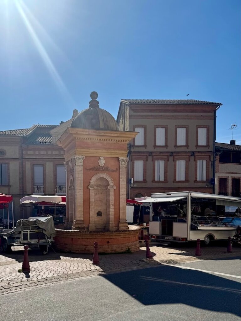 Fountain in a market square in Samatan france