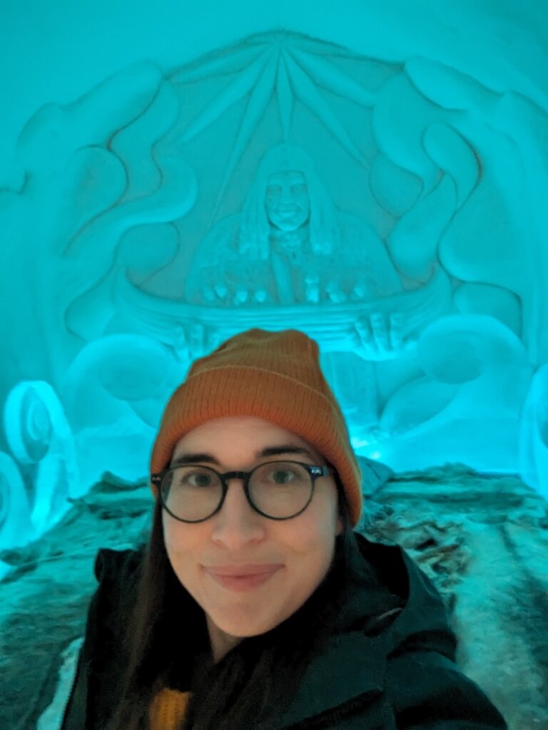 Allison Green at an igloo hotel in Sorrisniva