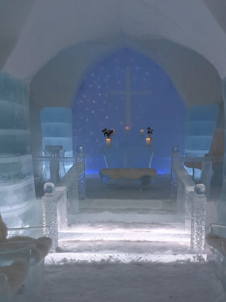 Snow chapel with snow bed in the igloo hotel