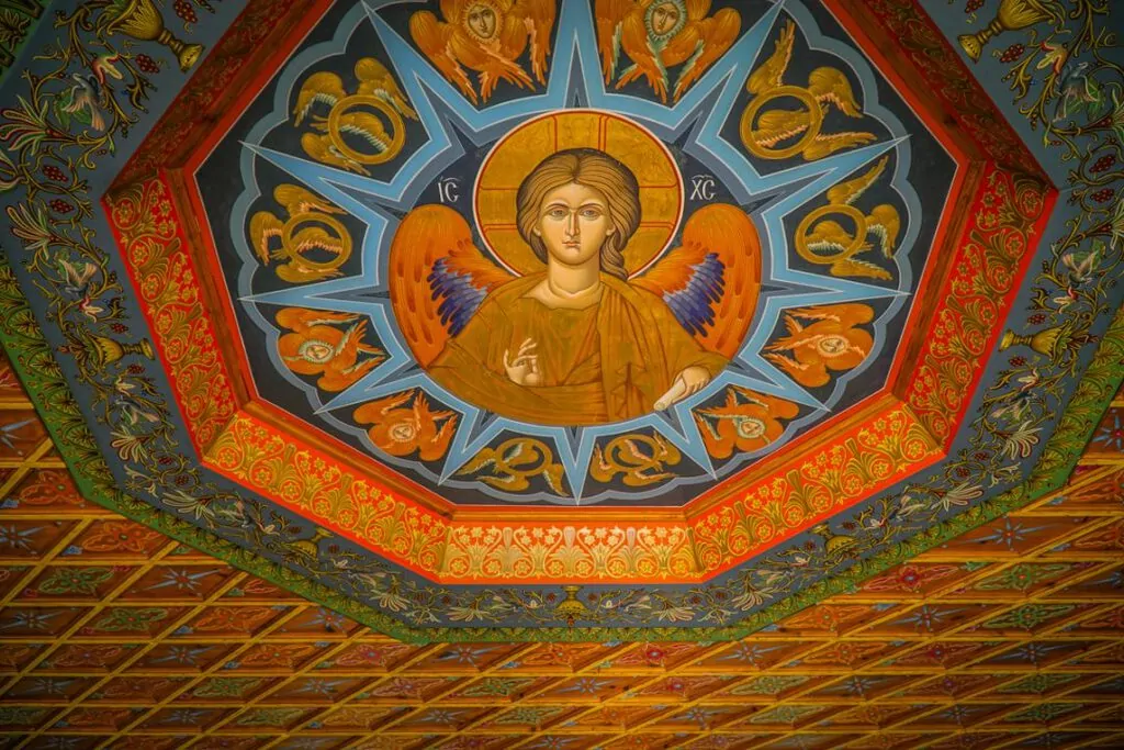 The ceiling details in one of the monasteries
