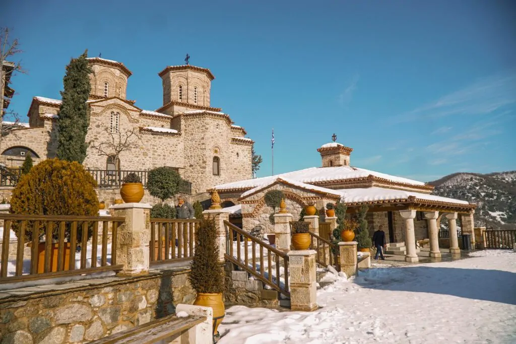Meteora monastery in the snow