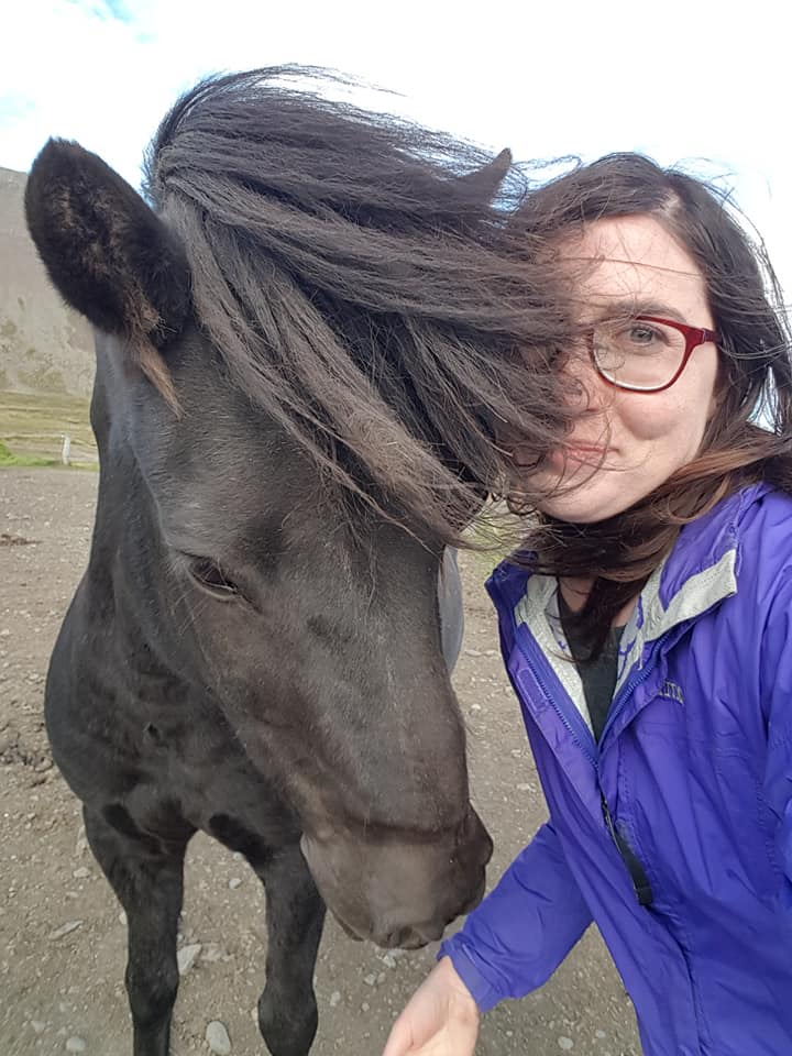 Allison and her Icelandic horse companion for the ride through the westfjords