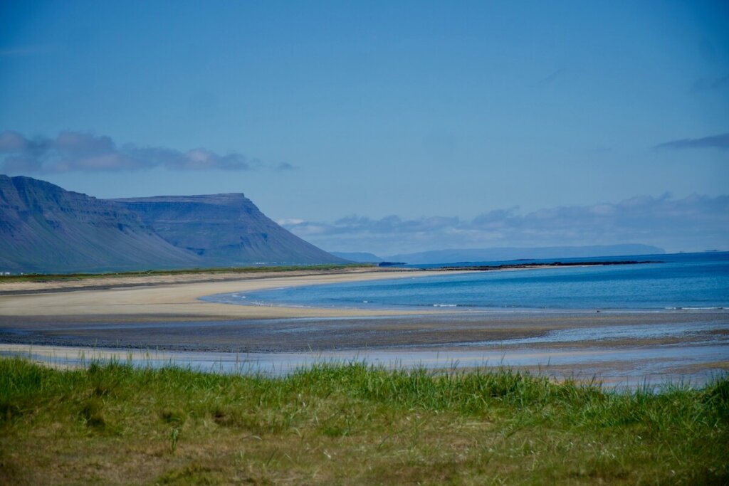 Beach in Dyrdafjordur in westfjords at the end of the horse ride