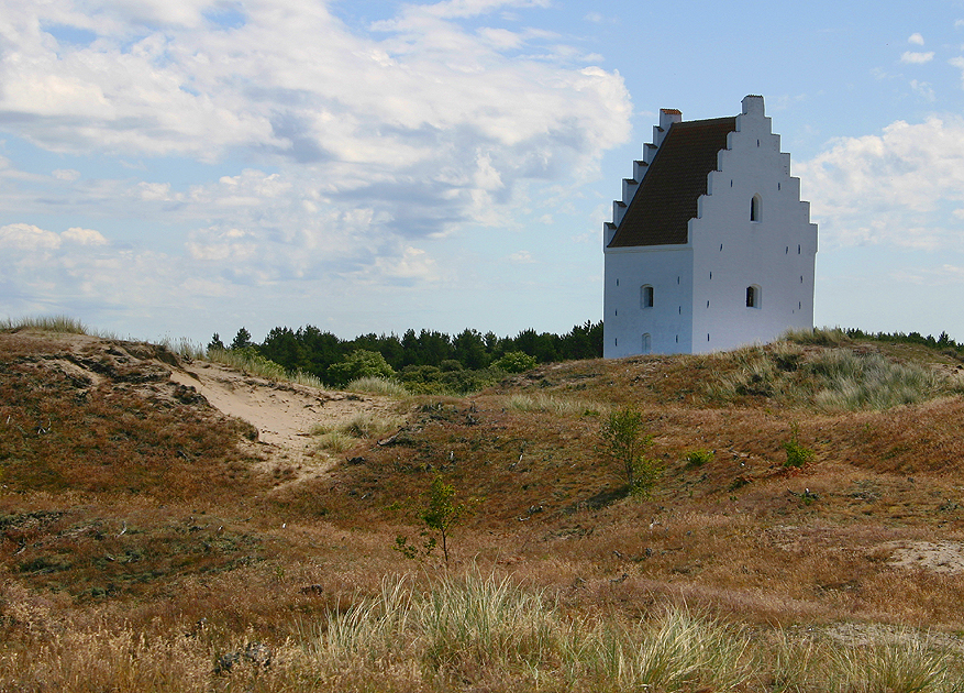 The sand-covered church in Skagen Denmark