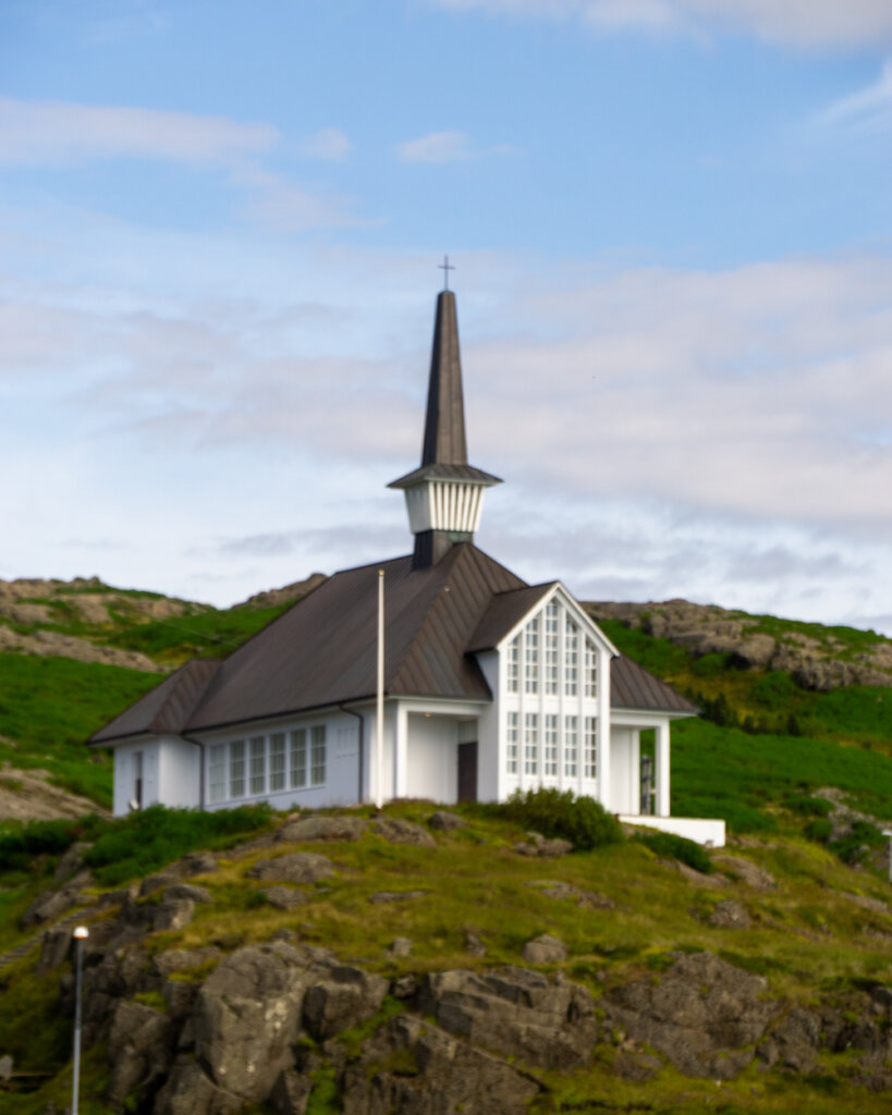 View of the church in Holmavik