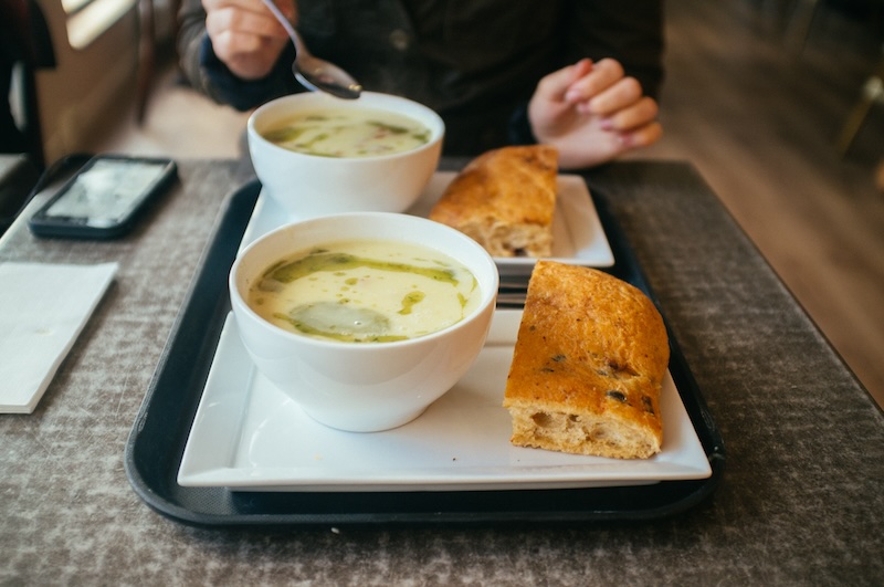 Soup and bread for lunch in Denmark