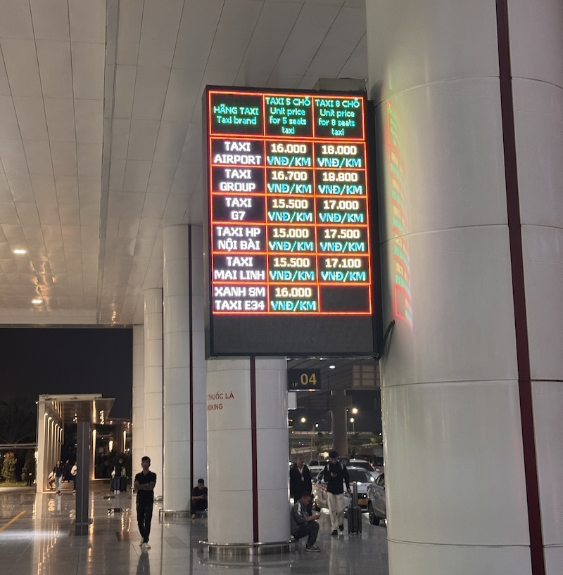 Prices displayed for different taxis