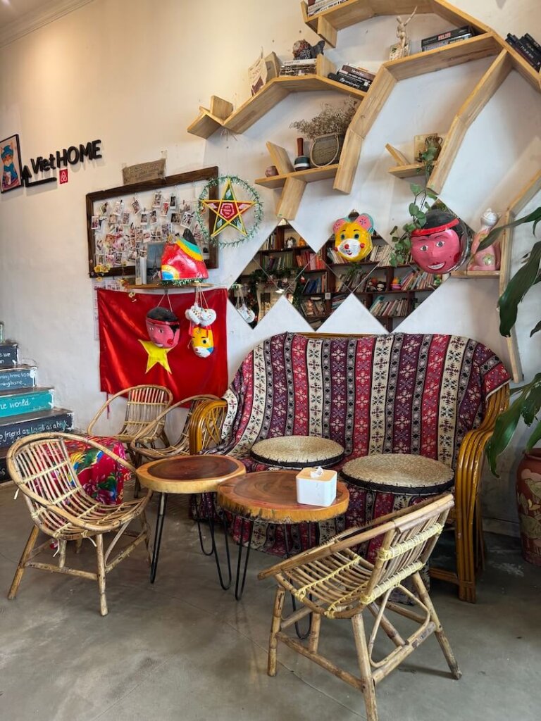 Aesthetic view of the interior of Oleoleo a popular cat cafe in Hanoi