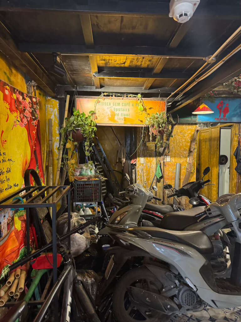 interior of hidden gem cafe in old quarter