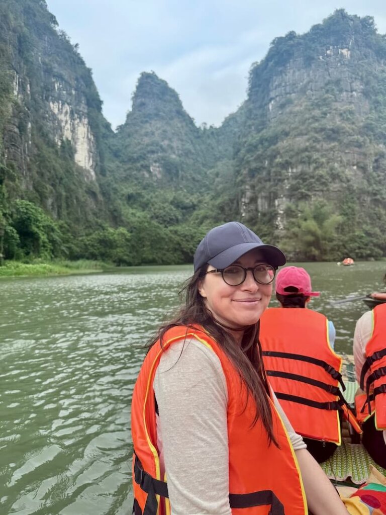Allison Green on a boat ride in Vietnam