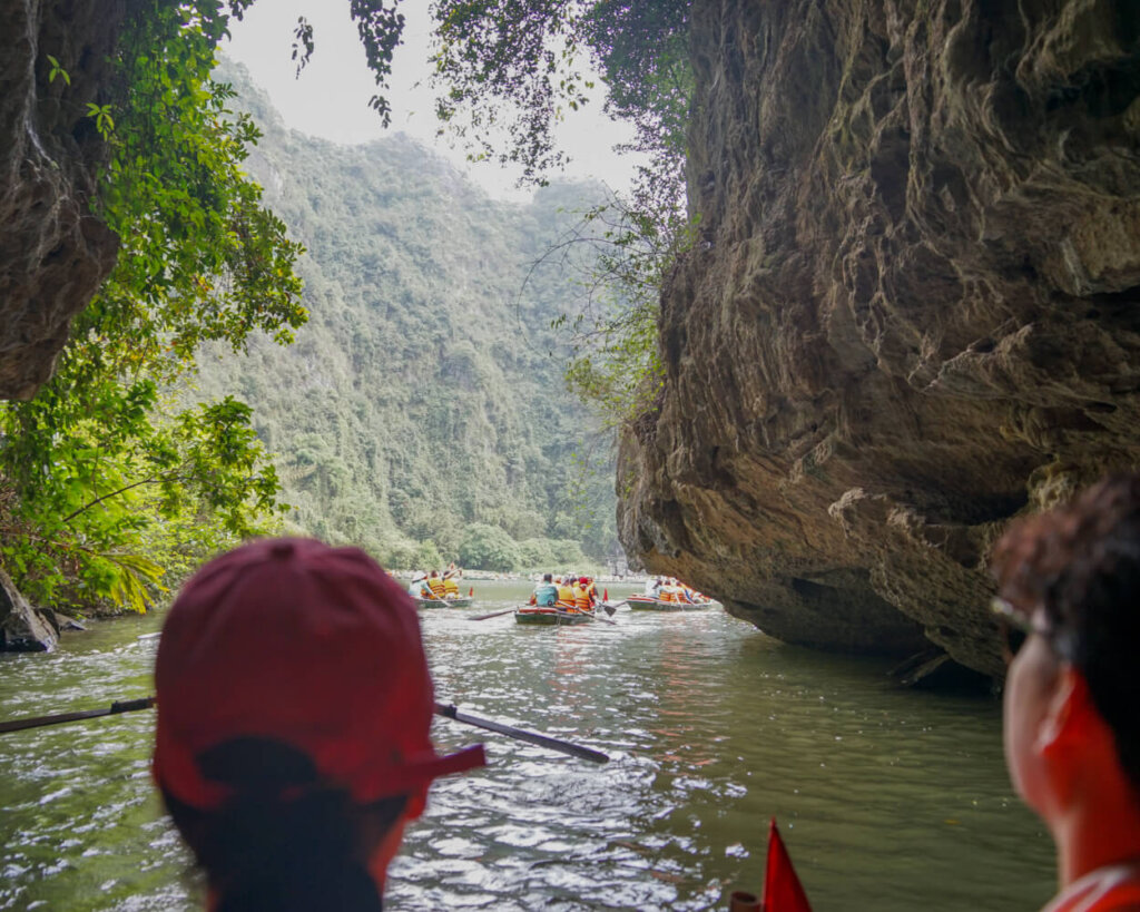 River with cave opening up