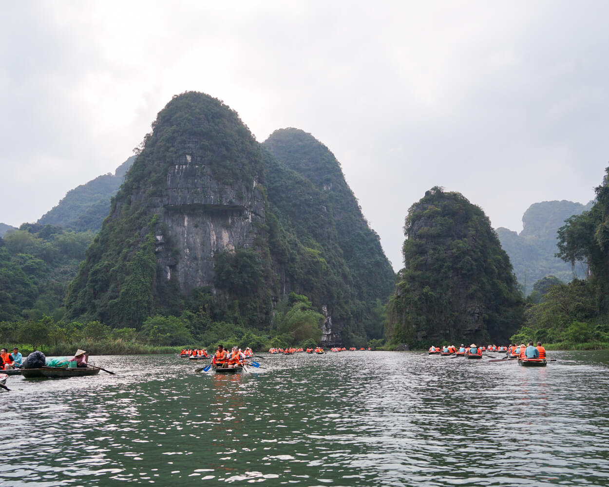 Boats in the water in Trang An