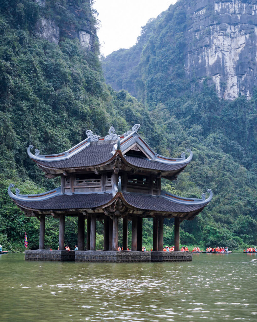 Trang An pagoda in the water
