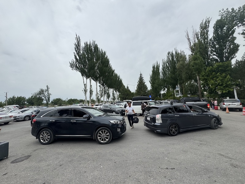 Area with lots of cars parked