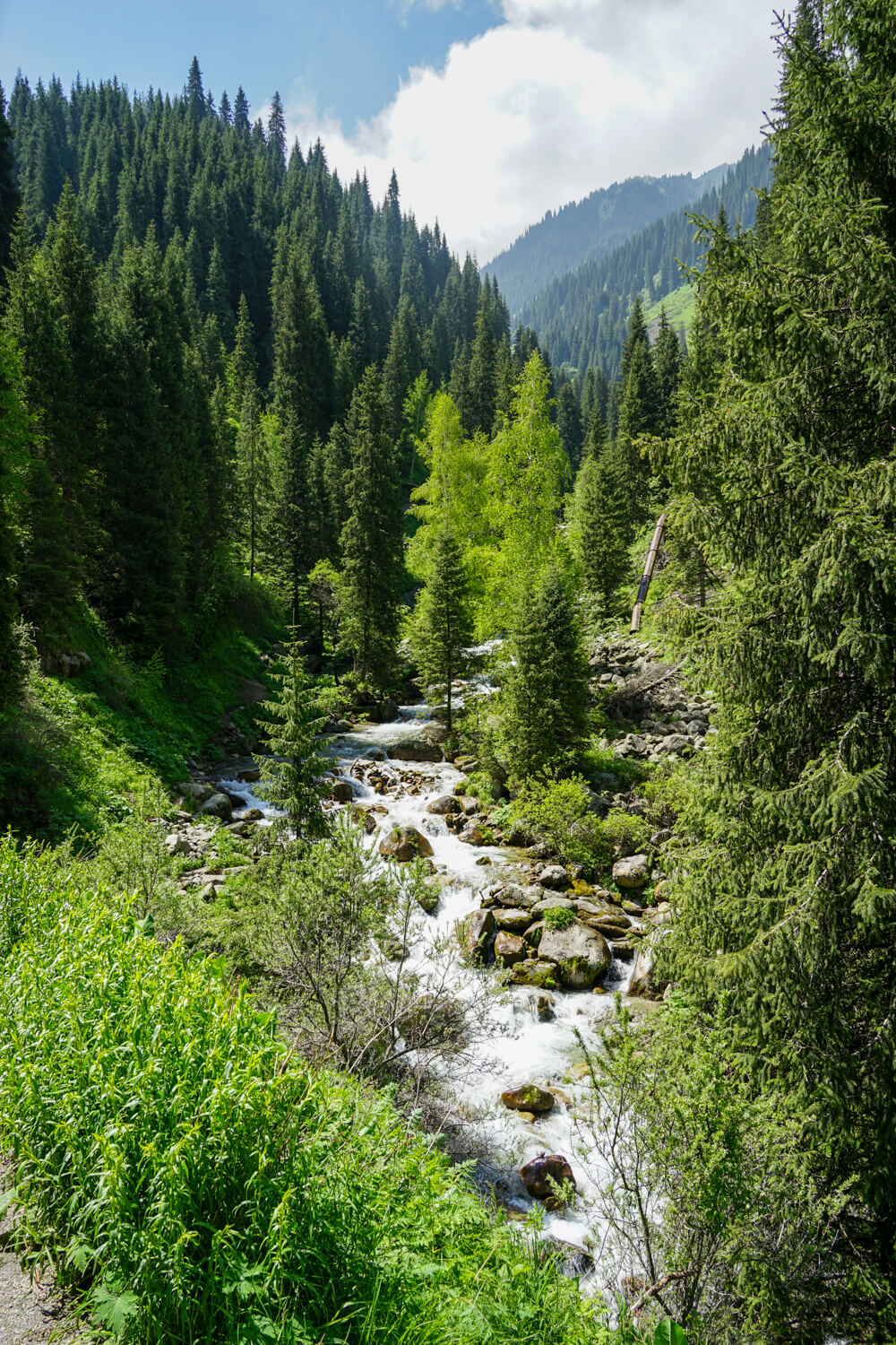 River from the specified viewpoint below with mountains and river and rocks