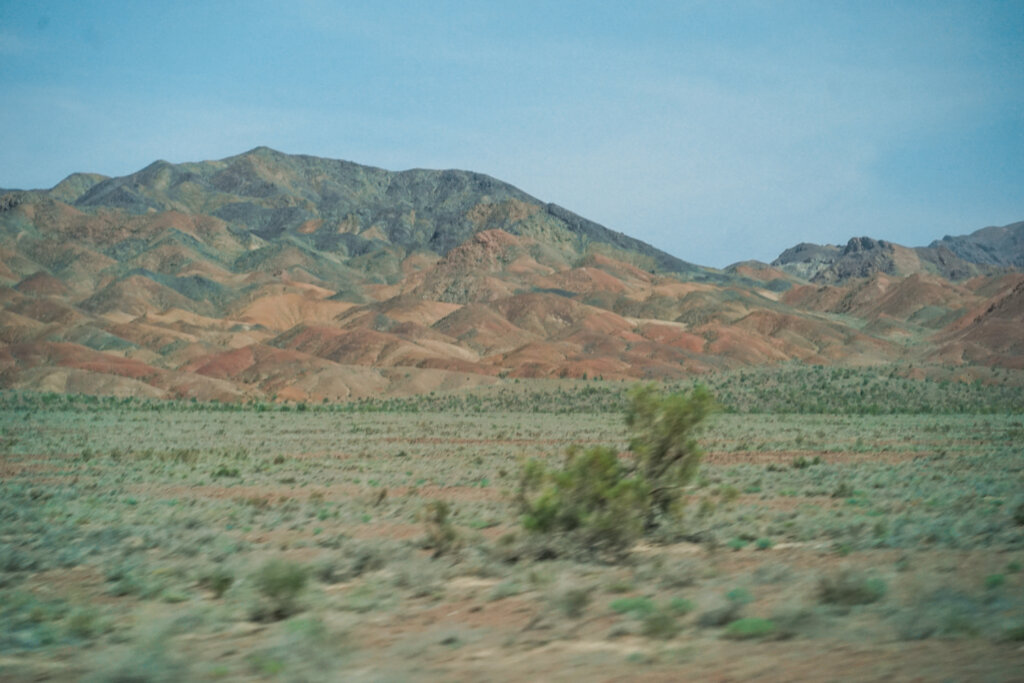Beautiful colored badlands as seen from the road