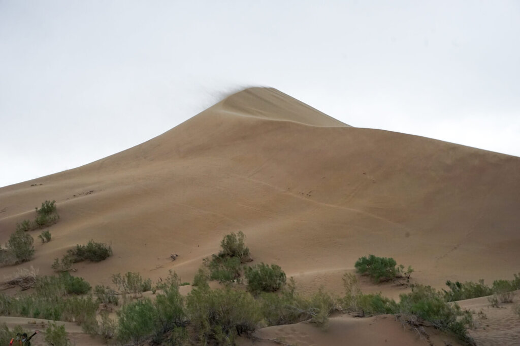 Sand at the top of the mountain with blowing sand