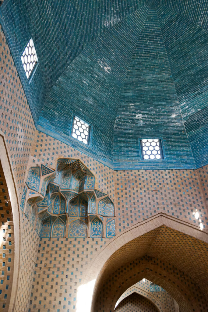 Blue tile detail inside the mausoleum