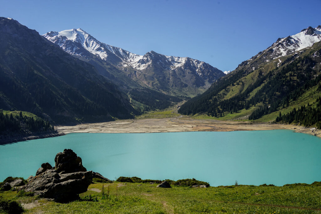 Big Almaty Lake's  turquoise water in May