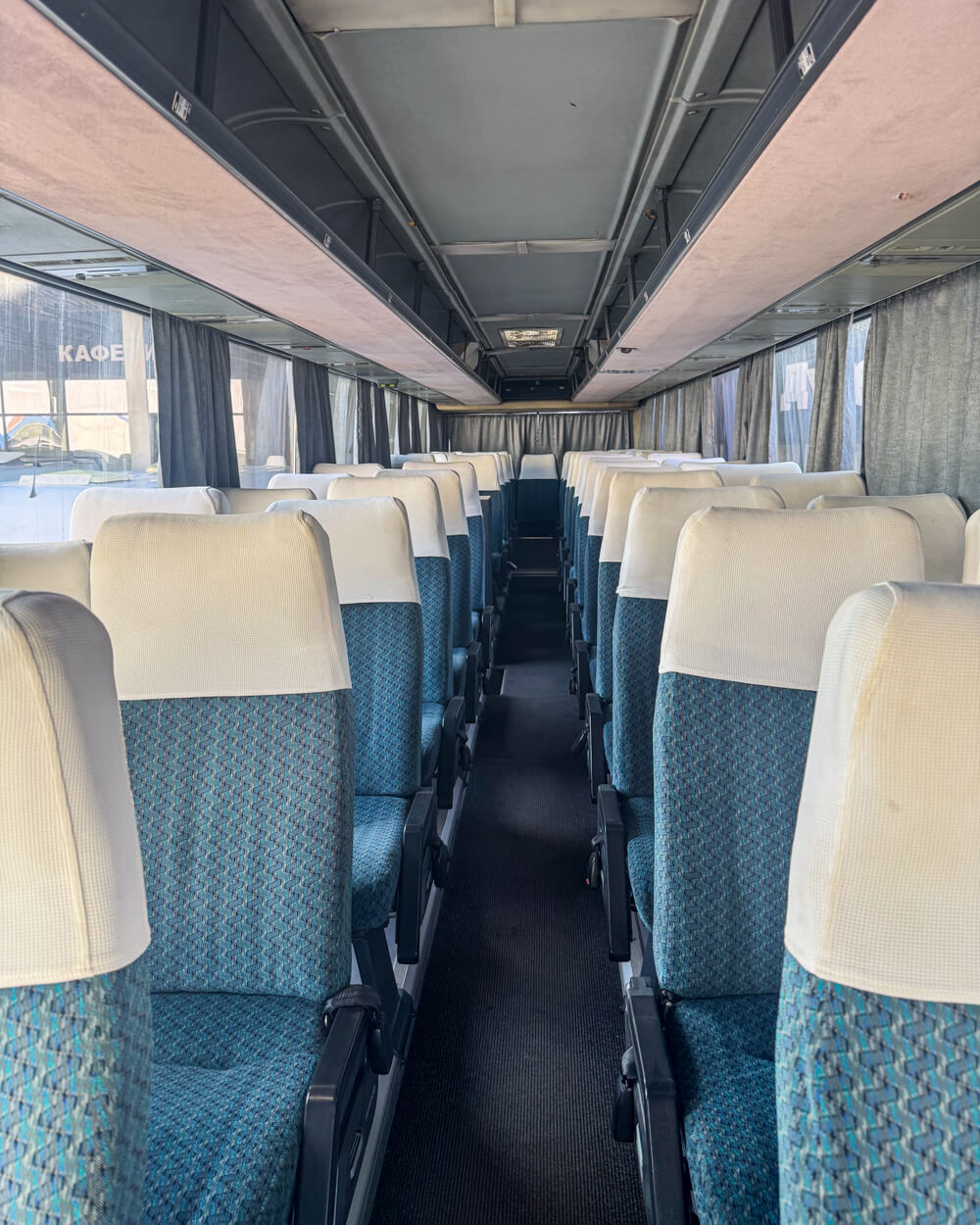 Seating available on the bus, rather spacious