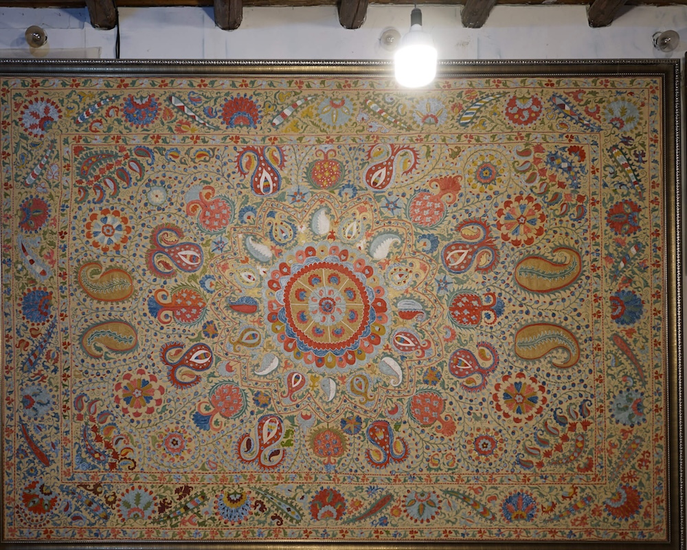 Suzani masterpiece wall hanging giant panel with geometric designs