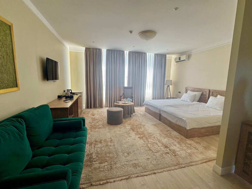 Wide angle view to show how much space the Jipek Joli hotel room had