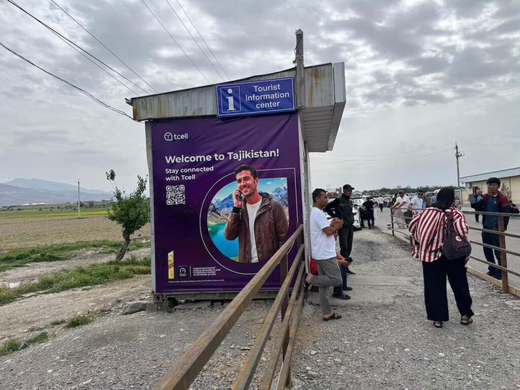 Welcome to Tajikistan border crossing sign