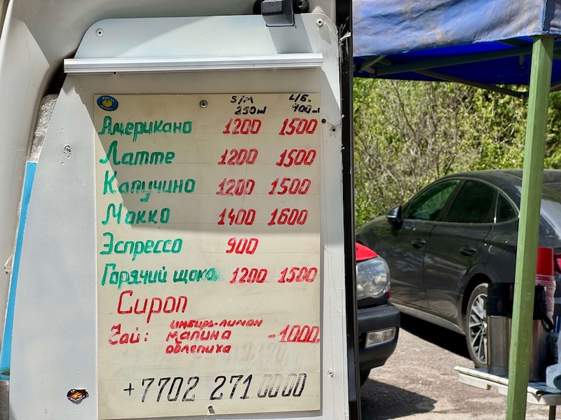 Vendor selling coffee in the parking lot